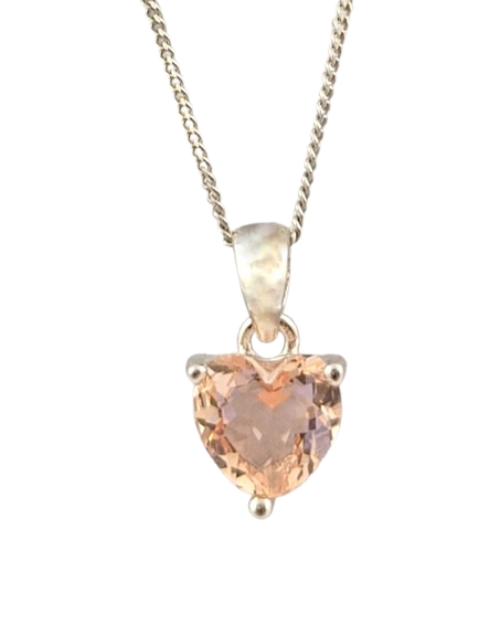 Срібне кольє з морганітом ''Сердечко" ПК887-мг, фото 1