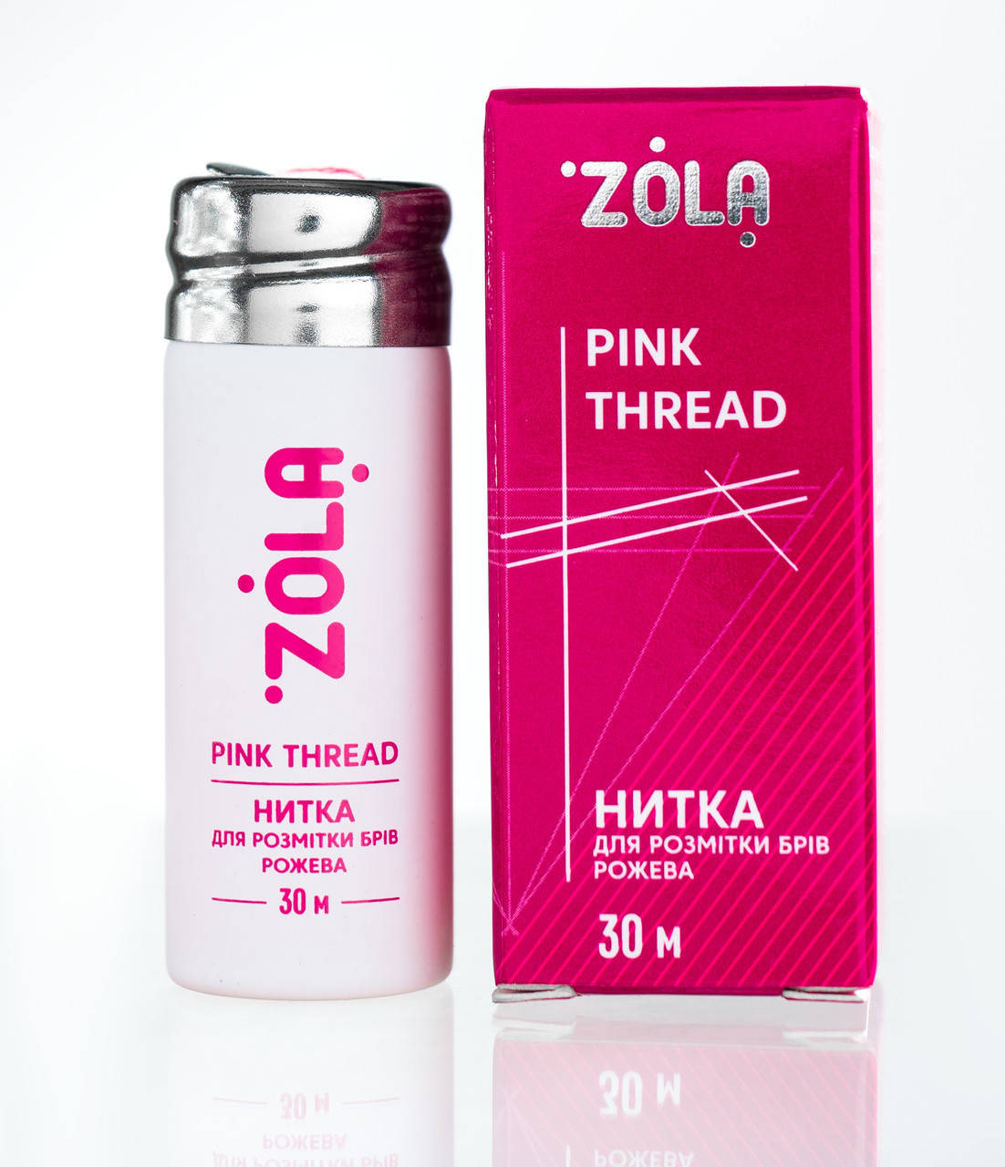 Професійна нитка для розмітки брів Zola рожева, 30 м