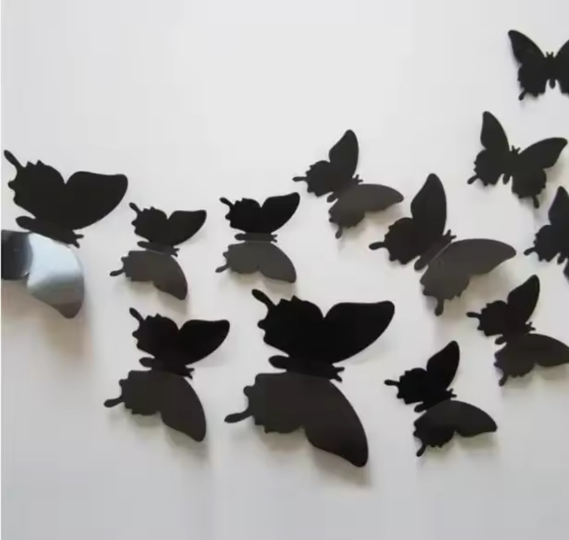 Набір для декору Метелики для фотозони 12 шт (однотонний чорний)