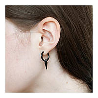 Чорна сережка конго з шипом химерна сережка альт стиль унісекс сережка-кільце з підвіскою шипа сережка кругла мінімалізм тренд