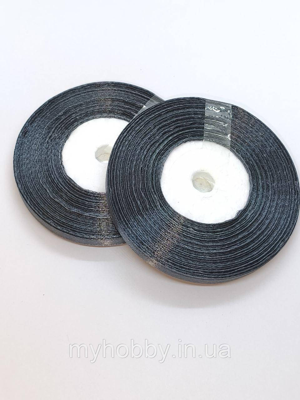 Атласна стрічка 0,6см -33м графітова, фото 1