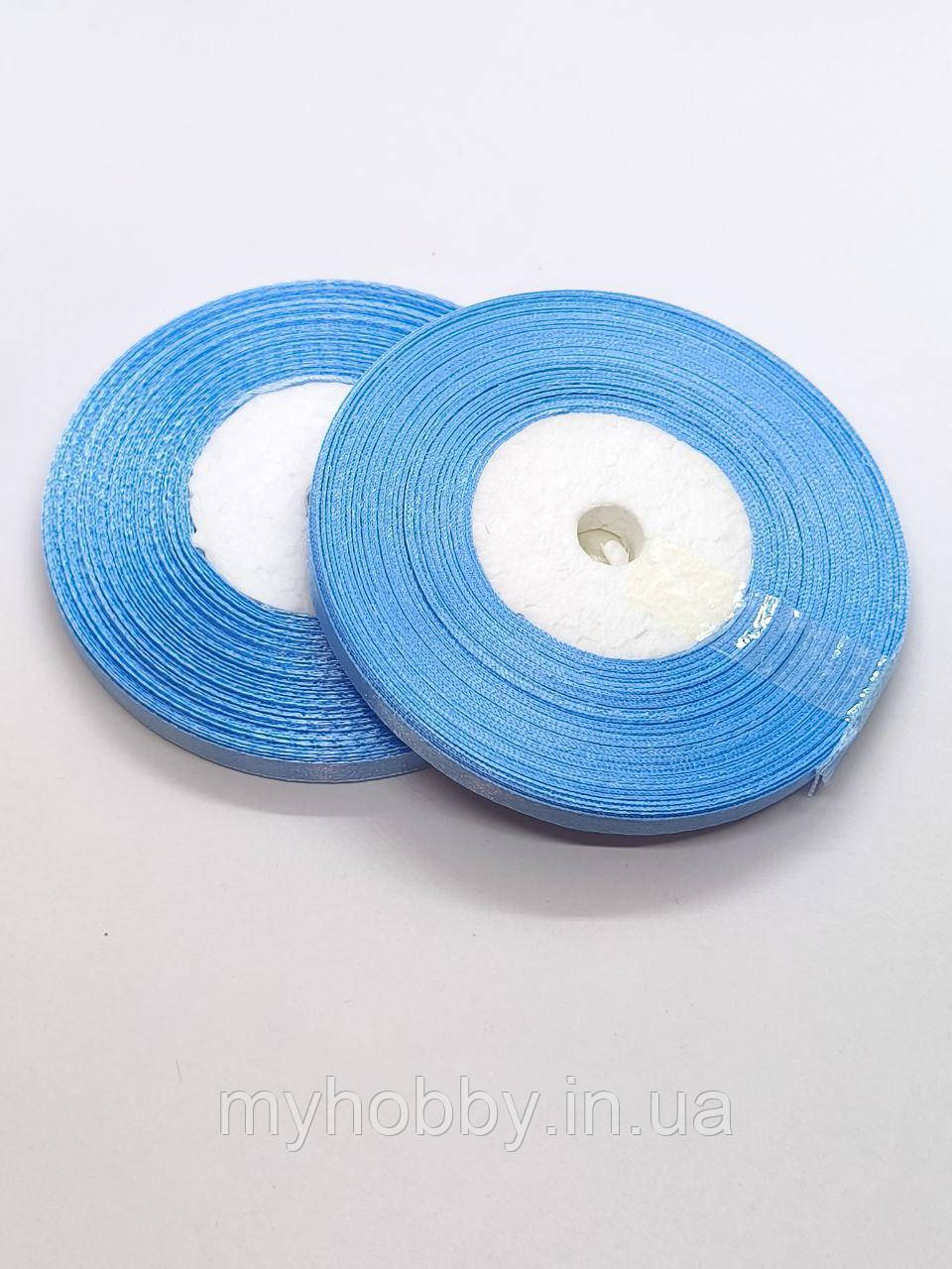 Атласна стрічка 0,6см -33м блакитна, фото 1