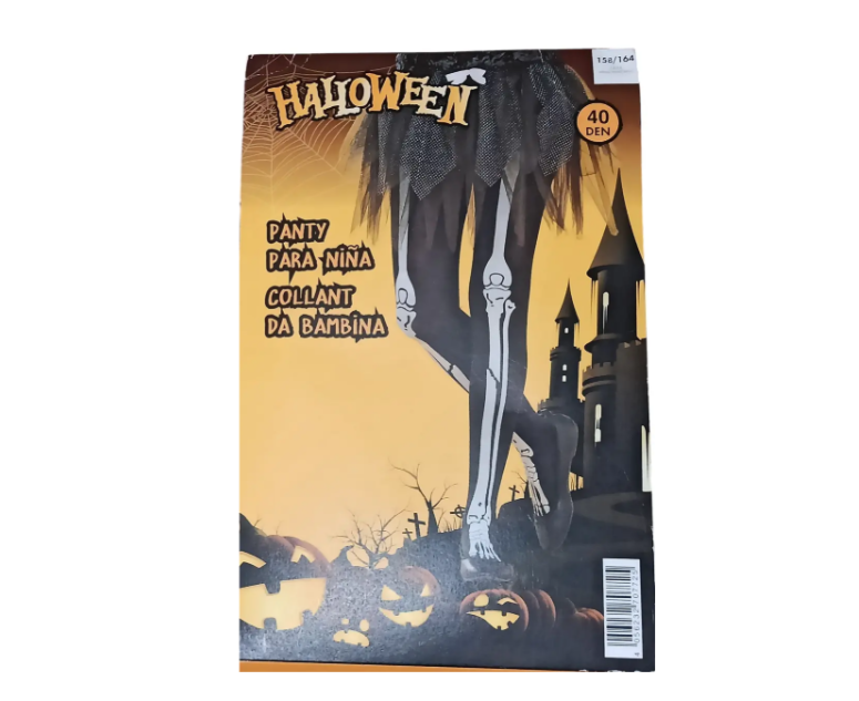 Колготки Хелловін дитячі Кістки 40 den чорно-білий, фото 1