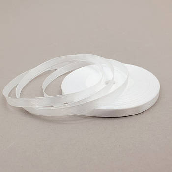 Атласна стрічка Біла 0.6 см (тоненька) — рулон 33 м