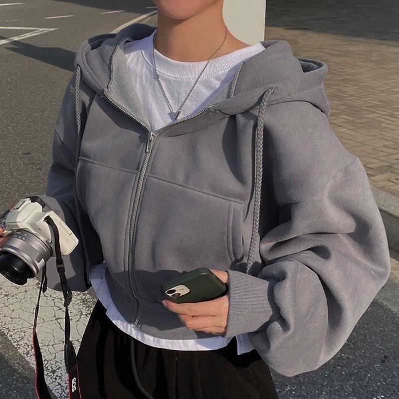 Жіноче худі на блискавці; Кольори: сірий меланж, молоко, чорний; Розміри — оверсайз (42-46) ;, фото 1