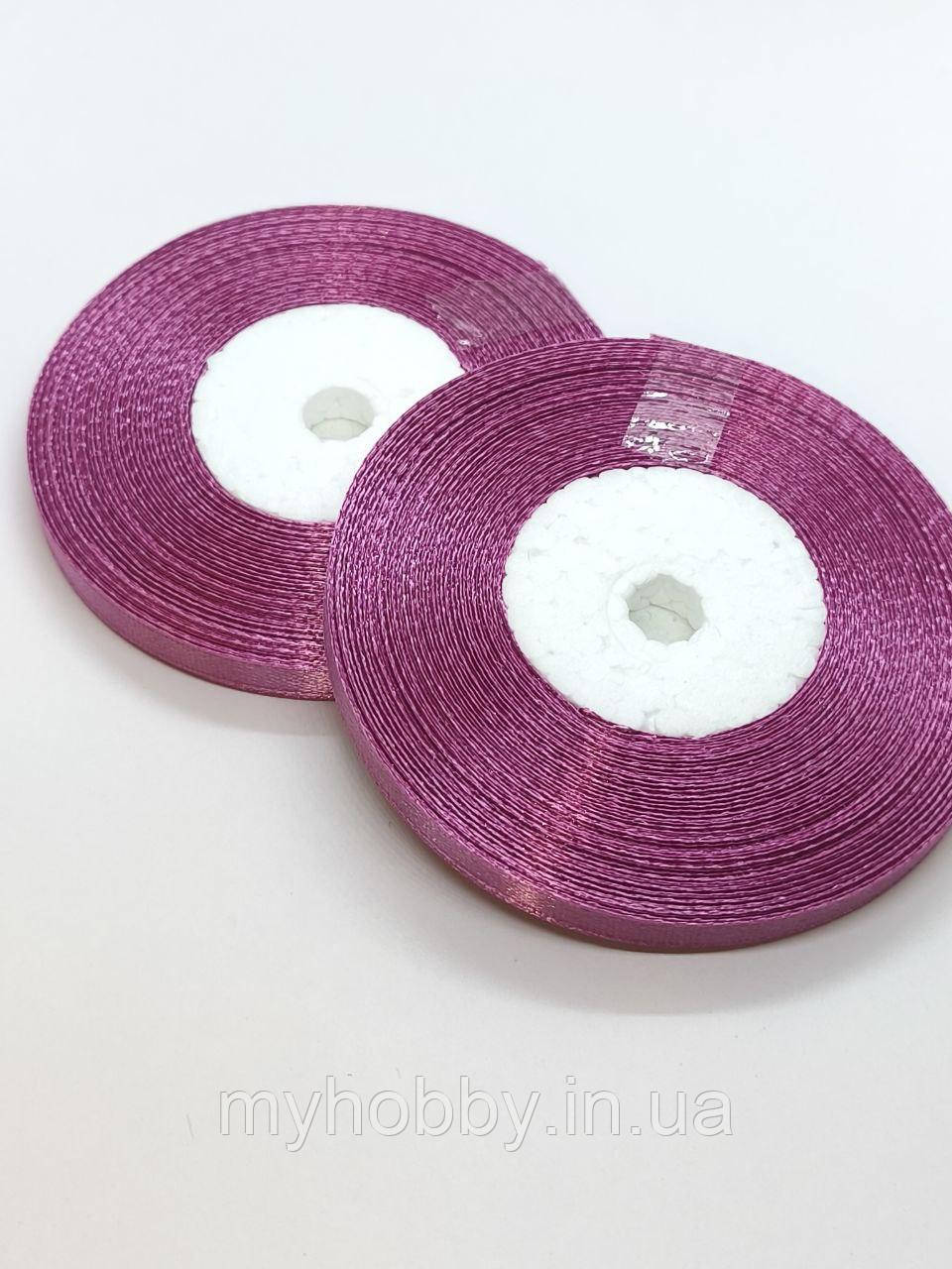 Атласна стрічка 0,6см -33м баклажанова, фото 1