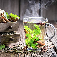 Модульна картина для кухні Чай Мята Дерев'яний фон Настінний декор в кухню Друк на полотні 90х70 із 3 частин, фото 3