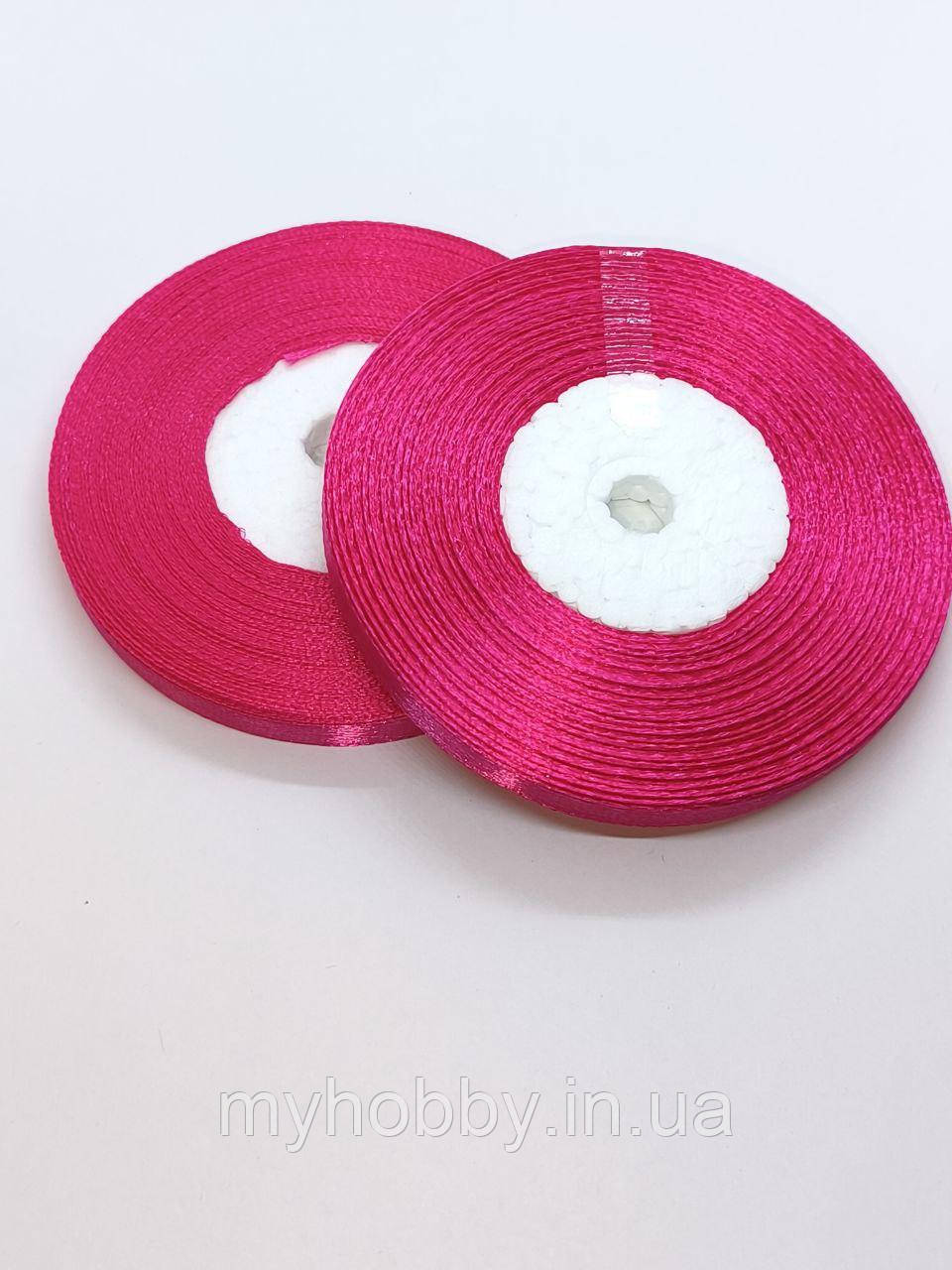 Атласна стрічка 0,6см -33м малинова, фото 1