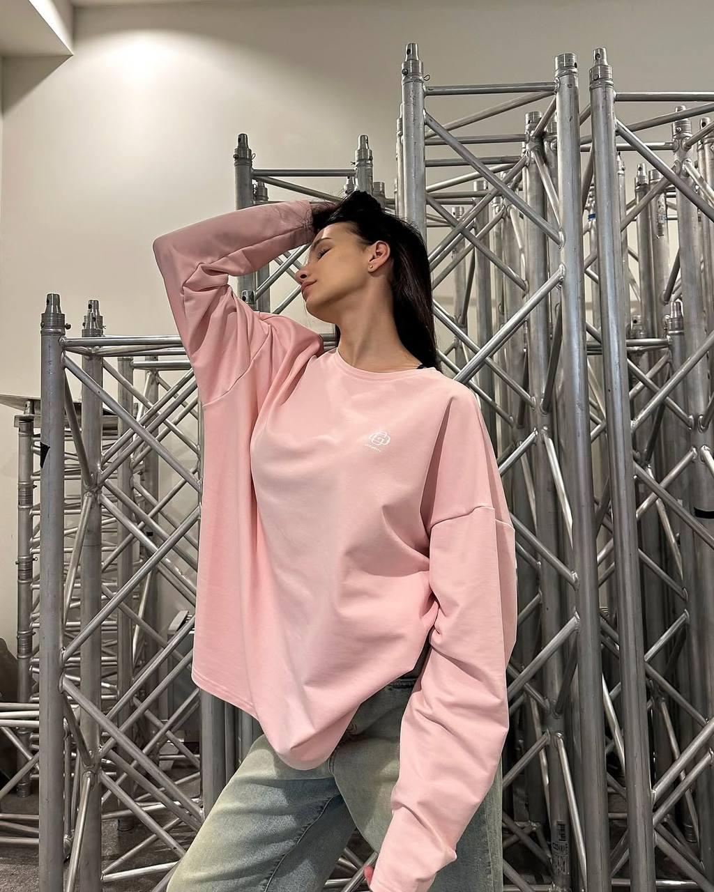 Жіночий лонгслів; Квіти: чорний, барбі; Розмір: 42-44, 46-48 ;, фото 1