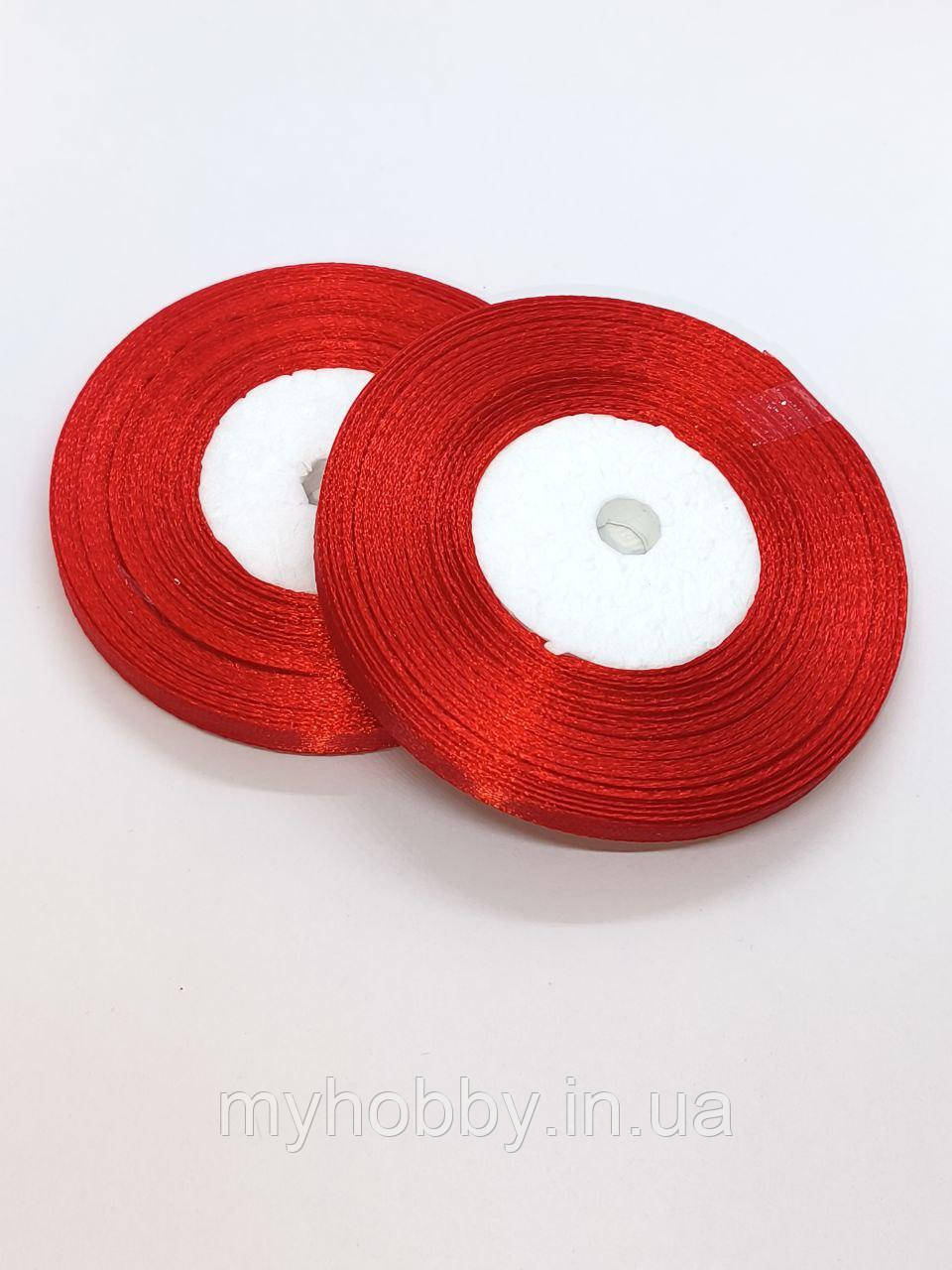 Атласна стрічка 0,6см -33м червона, фото 1