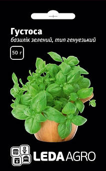Насіння Базиліку зелений Густоса, генуезький тип для соусів, ароматний та компактний 50 г (LedaAgro)