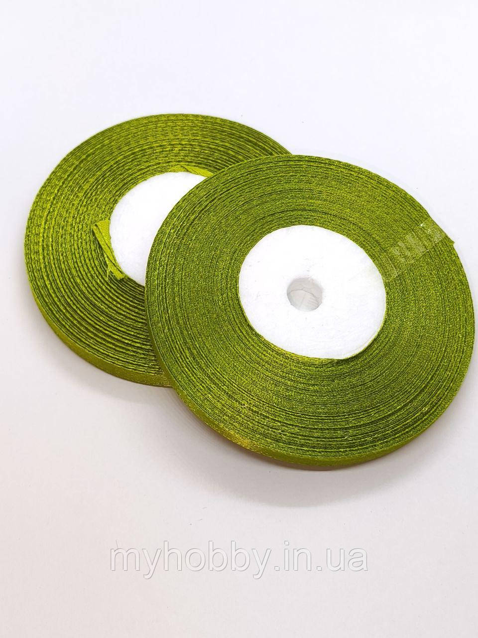 Атласна стрічка 0,6см -33м оливкова, фото 1