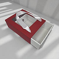 Коробка подарункова з пакетом (210х160х70мм.) бордово-біла