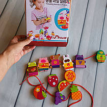 Іграшка-шнурівка "Тварини" дерев'яна