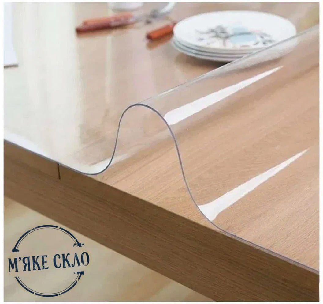 Прозора Силіконова скатертина на стіл М'яке рідке Скло Ширина 60 см Товщина 0,8 мм, фото 1