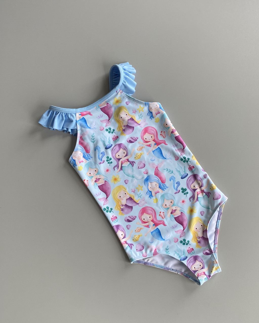 Купальник для дівчинки блакитний з рюшами, фото 1