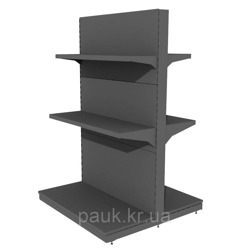 Торговий стенд двосторонній 1450*1200 мм, приставний стелаж острівний, поличковий  стелаж в магазин, стелаж для товару, фото 1