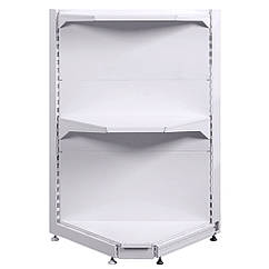 Стелаж кутовий 1450*90, стелаж Рістел приставний, металевий торговий стелаж, внутрішній кутовий стелаж в магазин