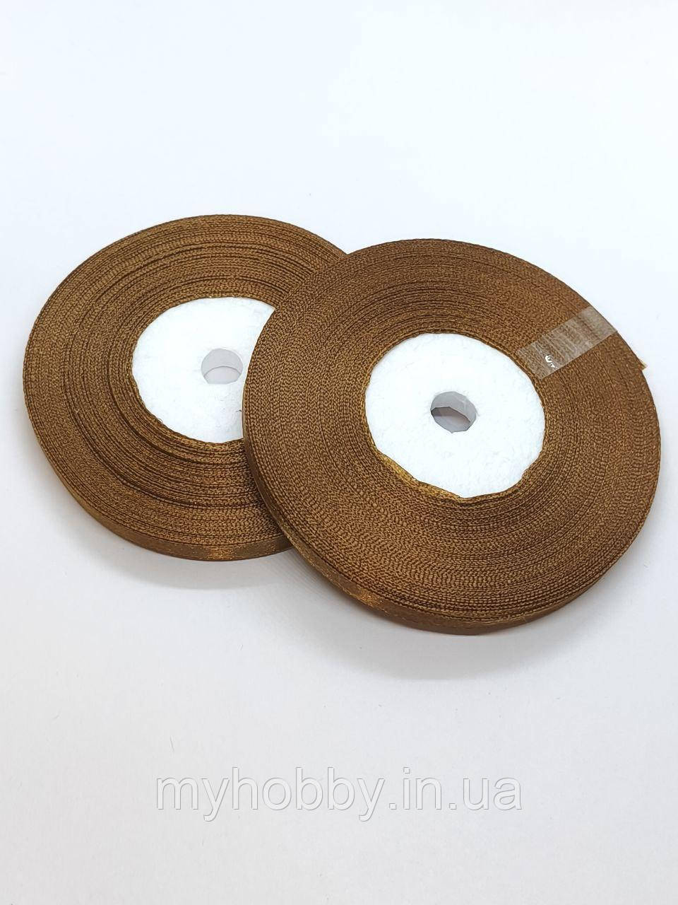 Атласна стрічка 0,6см -33м  коричнева, фото 1