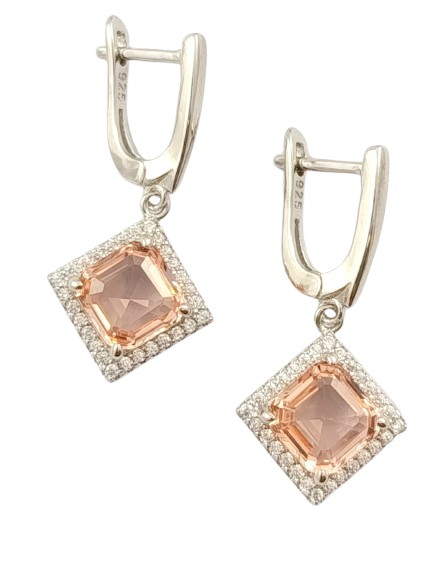 Срібні сережки з морганітом СТ462-мгц, фото 1