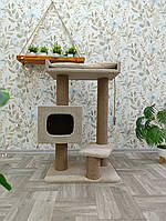 Игровой комплекс когтеточка с лежанкой и подушкой для кошек 95*40*60 см