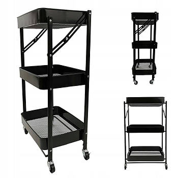 Стелаж на колесах 3 яруси, 80х45х30см / Пересувний стелаж для ванної / Етажерка для кухні / Полиця на колесах
