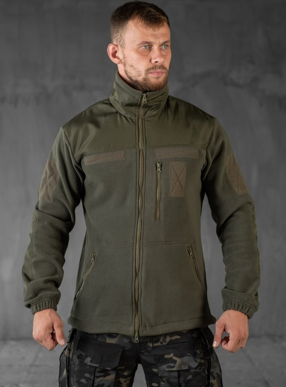 Толстовка флісова Polartec олива з плащівкою, фото 1