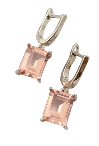 Срібні сережки з морганітом СТ3790-мг, фото 1
