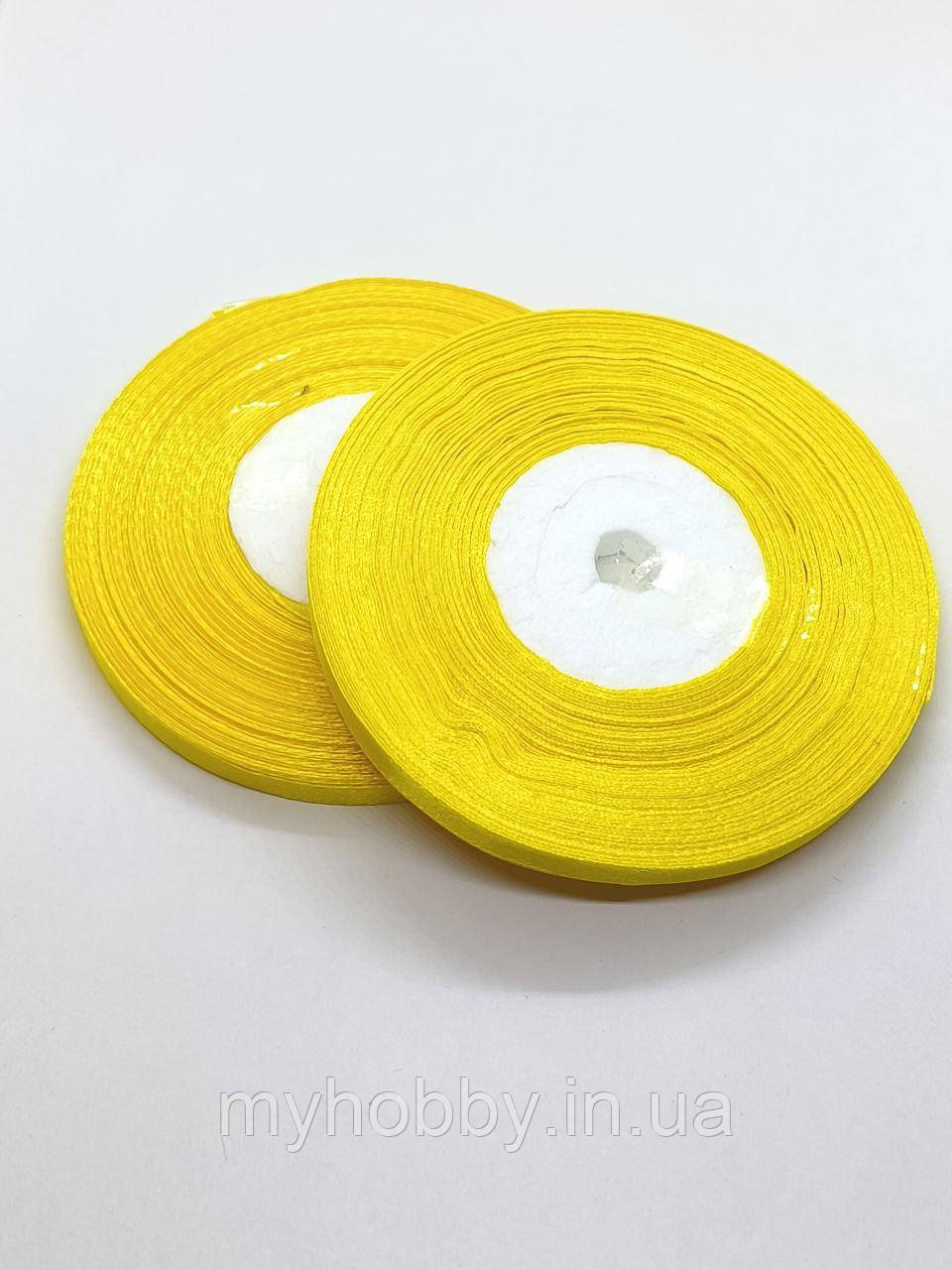 Атласна стрічка 0,6см -33м жовта, фото 1