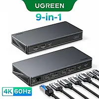 Док-станція UGREEN CM 615 Revodok Pro 9 в 1 багатофункціональний хаб Type-C з двома портами HDMI 4K при 60 Гц