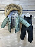 Теплий комбінезон зимовий на флісі для хлопчика чи дівчинки від 1 року Дитячий комплект з курткою для малюків зима 86 м'ятний, фото 6