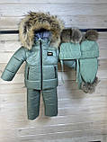 Теплий комбінезон зимовий на флісі для хлопчика чи дівчинки від 1 року Дитячий комплект з курткою для малюків зима 86 м'ятний, фото 4
