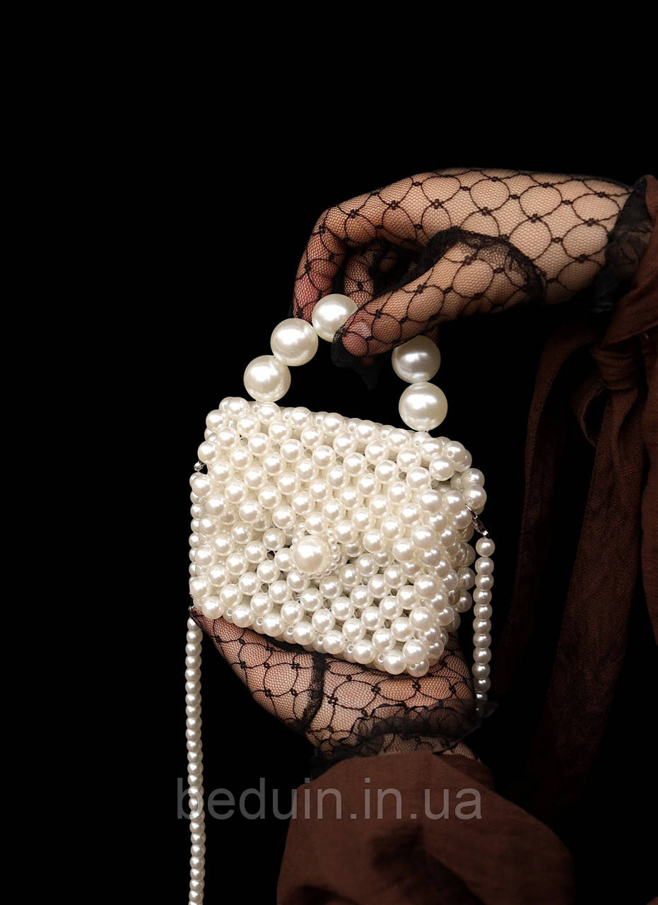 Елегантна перлинна сумка з намистин із ручкою "Selen" вечірня сумочка — Aushal Jewellery, фото 1