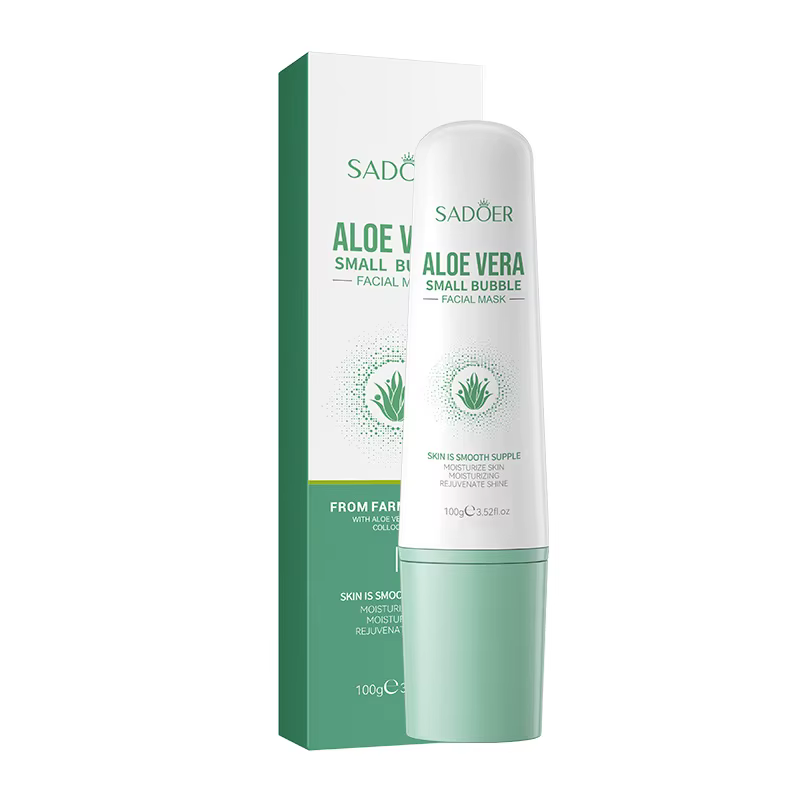 Глиняно-бульбашкова маска для обличчя SADOER Aloe Vera Small Bubble для очищення та звуження пор 100 г, фото 1