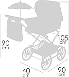Коляска для ляльок DeCuevas Sophie з сумочкою та парасолькою (розмір ш40-д90-в105см) 82075 Рожева, фото 8