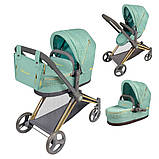 Коляска-трансформер для ляльок 3в1 DeCuevas Capriccio з сумочкою (розмір ш38-д65-в79см) 81773 Зелена, фото 2