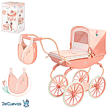 Коляска для ляльок DeCuevas Tulipe Vintage з сумочкою (розмір ш28-д80-в70см) 87074 Рожева, фото 10