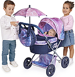 Коляска для ляльок DeCuevas Magic Bubble з сумочкою та парасолькою (розмір ш38-д65-в60см) 85076 Синя, фото 4