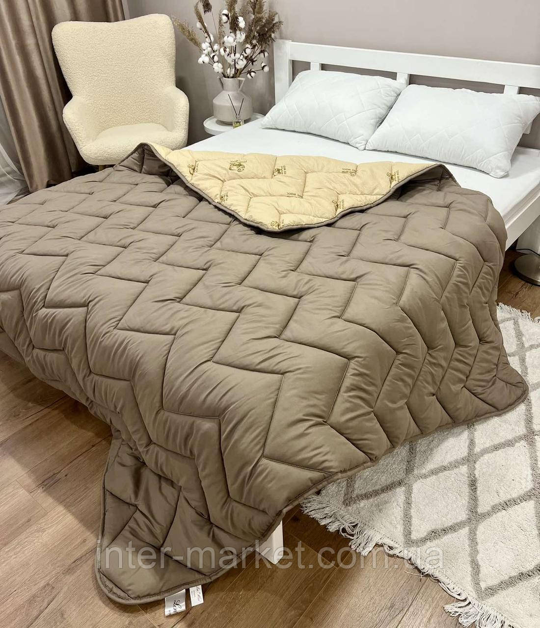 Тепла двустороння зимова ковдра на овчині "Purewool" розмір 175*210см., вовняна ковдра., фото 1