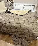 Тепла двустороння зимова ковдра на овчині "Purewool" розмір 175*210см., вовняна ковдра., фото 4