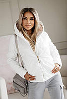 Стильна жіноча куртка на змійці з капішоном