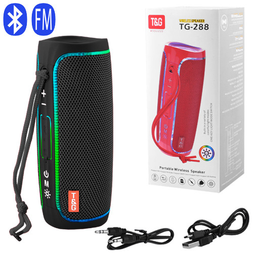 Bluetooth колонка TG288 з RGB підсвічуванням, FM-радіо та speakerphone, 10 Вт, Black