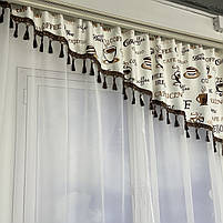 Кухона занавіска ALBO біла з коричневими чашками 270×180 см (KU-N618-3), фото 5