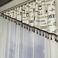 Кухона занавіска ALBO біла з коричневими чашками 270×180 см (KU-N618-3), фото 6