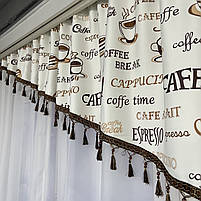 Кухона занавіска ALBO біла з коричневими чашками 270×180 см (KU-N618-3), фото 3