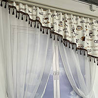 Кухона занавіска ALBO біла з коричневими чашками 270×180 см (KU-N618-3), фото 7