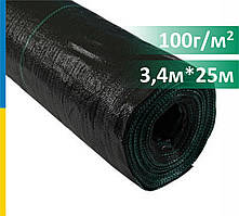 Агротканина (Геотканина) 100г/кв.м 3,40м х 25м чорна, мульчуюча, поліпропіленова, Україна