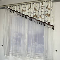 Кухона занавіска ALBO біла з коричневим візерунком міст 270×180 см (KU-N620-3), фото 6