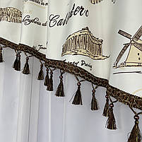 Кухона занавіска ALBO біла з коричневим візерунком міст 270×180 см (KU-N620-3), фото 4