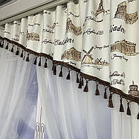 Кухона занавіска ALBO біла з коричневим візерунком міст 270×180 см (KU-N620-3), фото 3